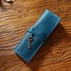 Tie Rope Foldable Leathe Pencil Bag Pens Bag Nature Cowhide Pen Protection Bag  Birthday Present