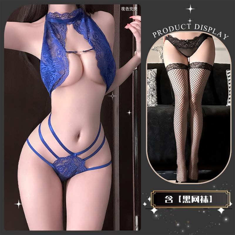 Sex underwear charm lace hollow sexy three-point flirting perspective free set qqny witch game