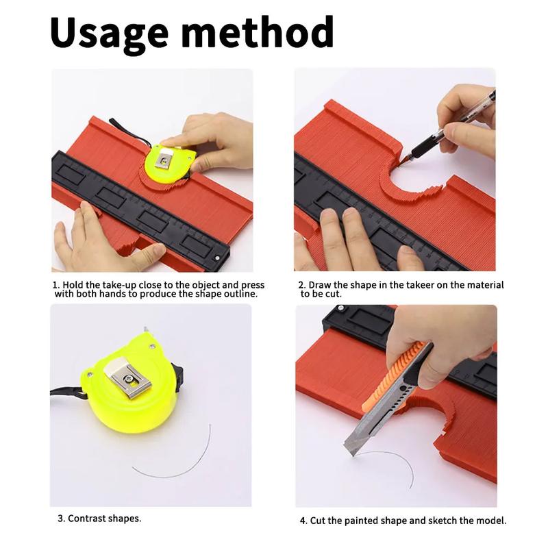 Multifunctional 5/10inch Curved Ruler Type Taking Device Woodwork Adjustable Contour Duplicator Measure Marking Cutting Template