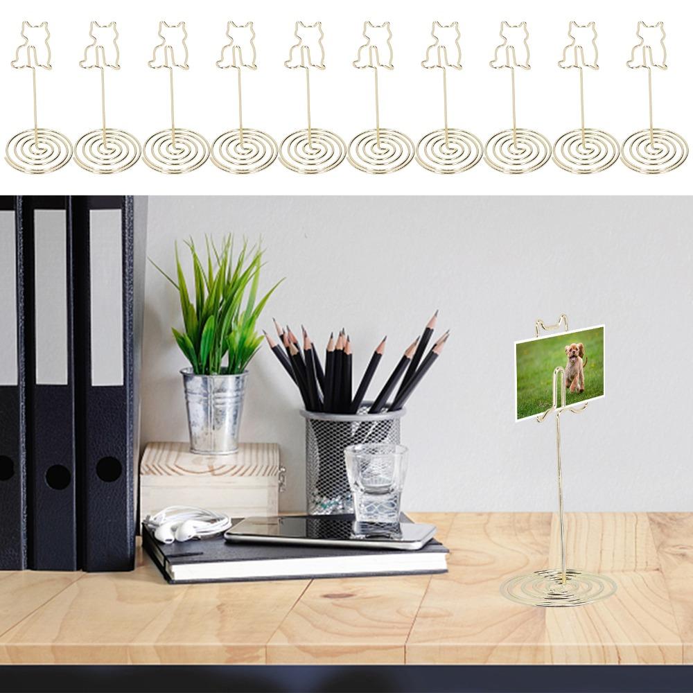 10Pcs Electroplating Metal Cat Photo Table Clip Gold Desktop Message Clip  Home Decorations