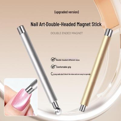 Dual-Ended Cat Eye Magnet Nail Art Tool with French Wide Glass Beads