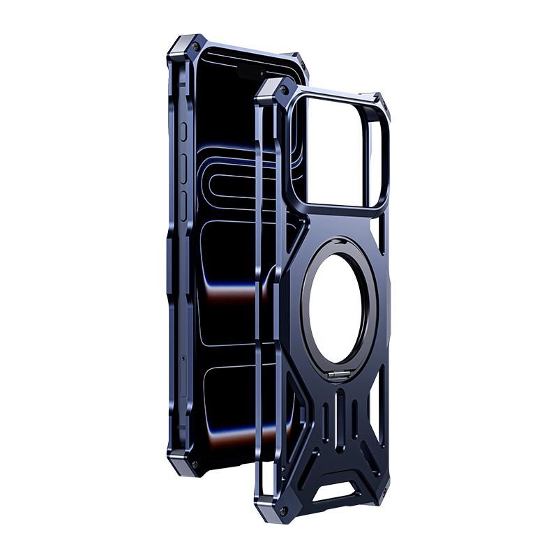 Aluminum Bumper Magnetic Phone Case With Stand IPhone 13-18 Pro Max