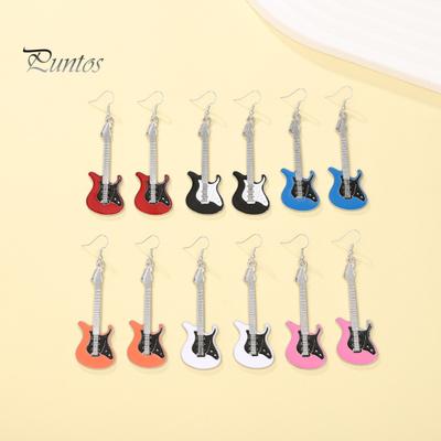 1 Pair Ladies Fashion Earrings Eye-catching Fine Workmanship Personality Chic Delicate Daily Wear Alloy Electric Guitar Drop Earrings Date Supply