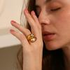 MamacitaSlay Unique Stainless Steel Zircon Ring Suitable For Women's Exaggerated Waterproof Jewelry 18K Gold Plated Ring Gift