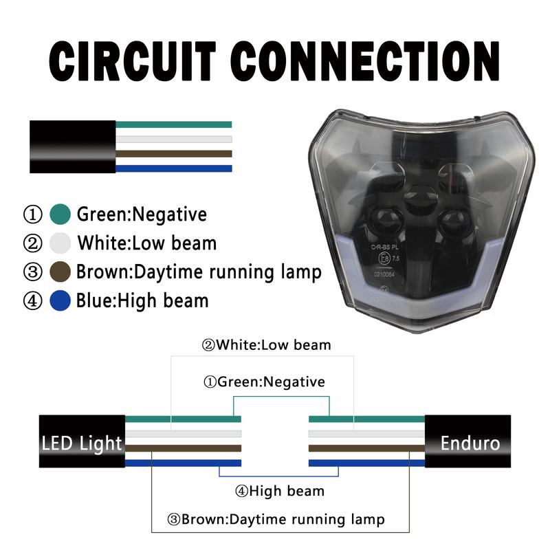 Motorcycle Headlight LED Enduro for KTM EXC XC SX MX XC 125 250 300 450 Universal Supermoto Dirt Bike Motocross Headlights Plate