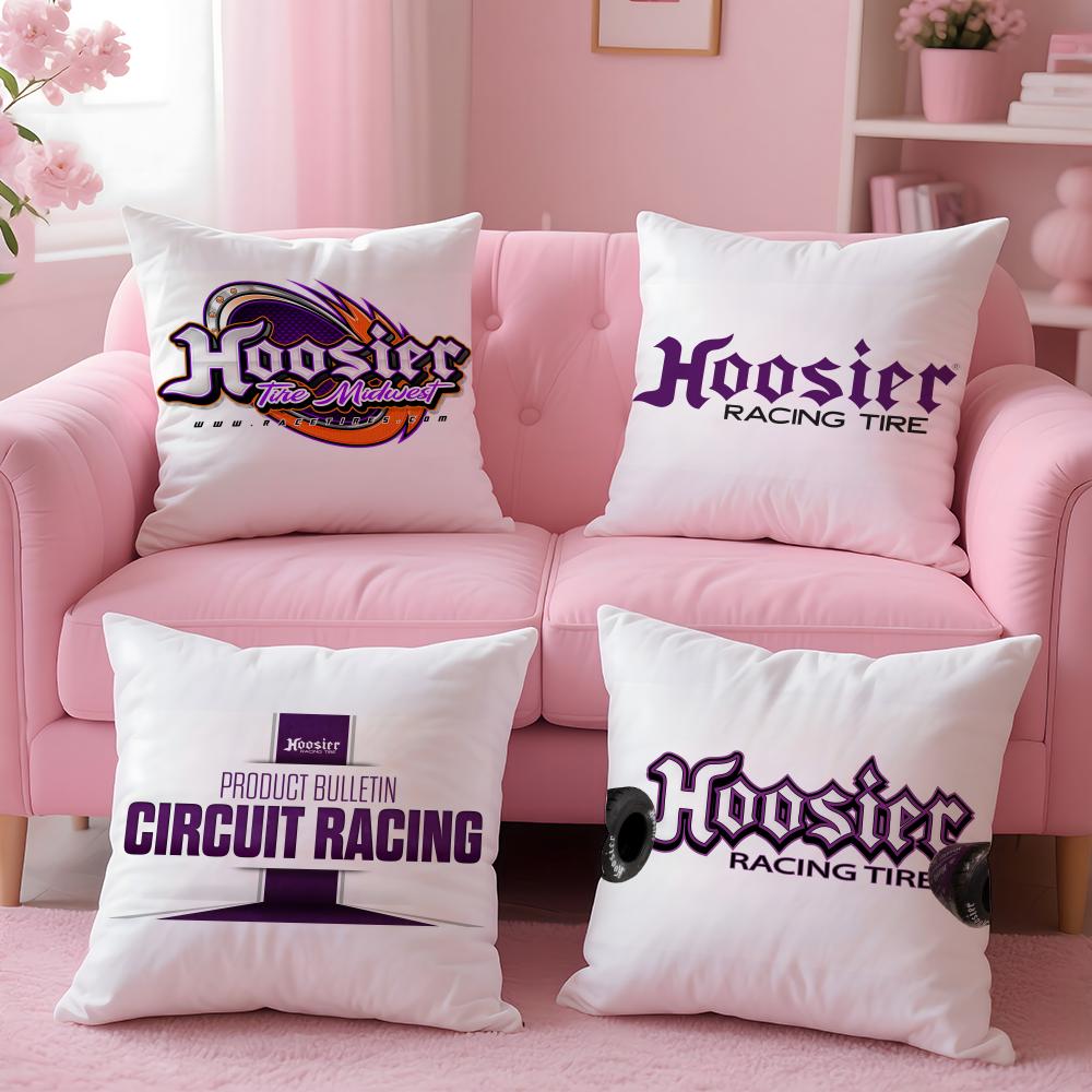 H-Hoosier Racing Cushion Cover Plush Fabric Soft Double-Sided Printed Invisible Zipper Sofa Pillow Case Home Decor