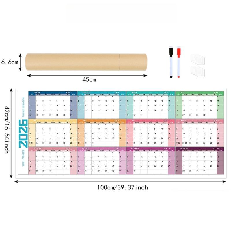 2026 Wall Calendar Annual Planner Daily Schedule Board Calendar for Home Office Planning & Tracking