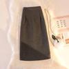 Plaid Woolen High-Waist Slit Pencil Skirt - Autumn/Winter 2025 Korean Style