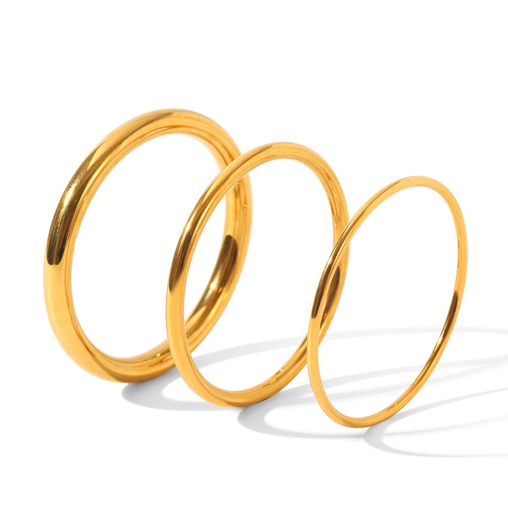Minimalist Ins style landscape face plain hoop bracelet, light luxury versatile titanium steel bangle, 18k gold jewelry