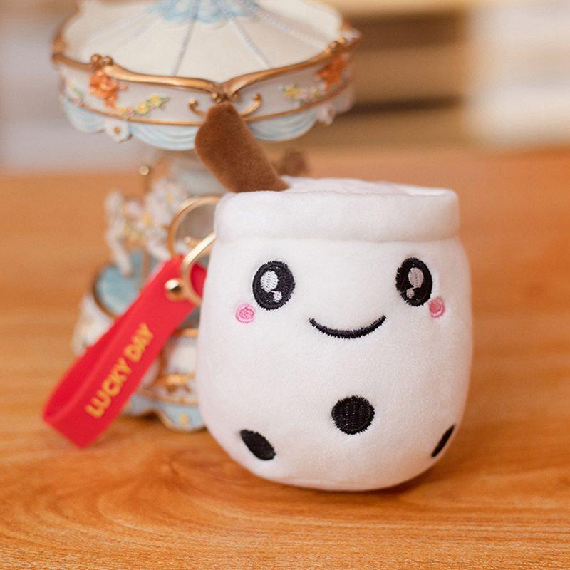 10cm Kawaii Bubble Anime Tea Cup Keychain Soft Plush Toy Stuffed Boba Doll Lovely Backpack Decoration Best Gift for Girls Kids