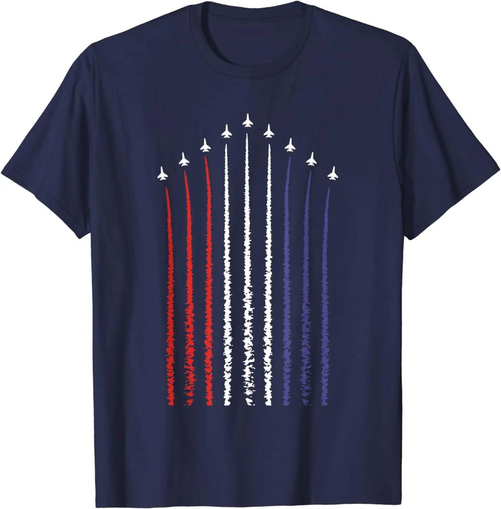 US American Flag with Fighter Jets for 4th of July T-Shirt