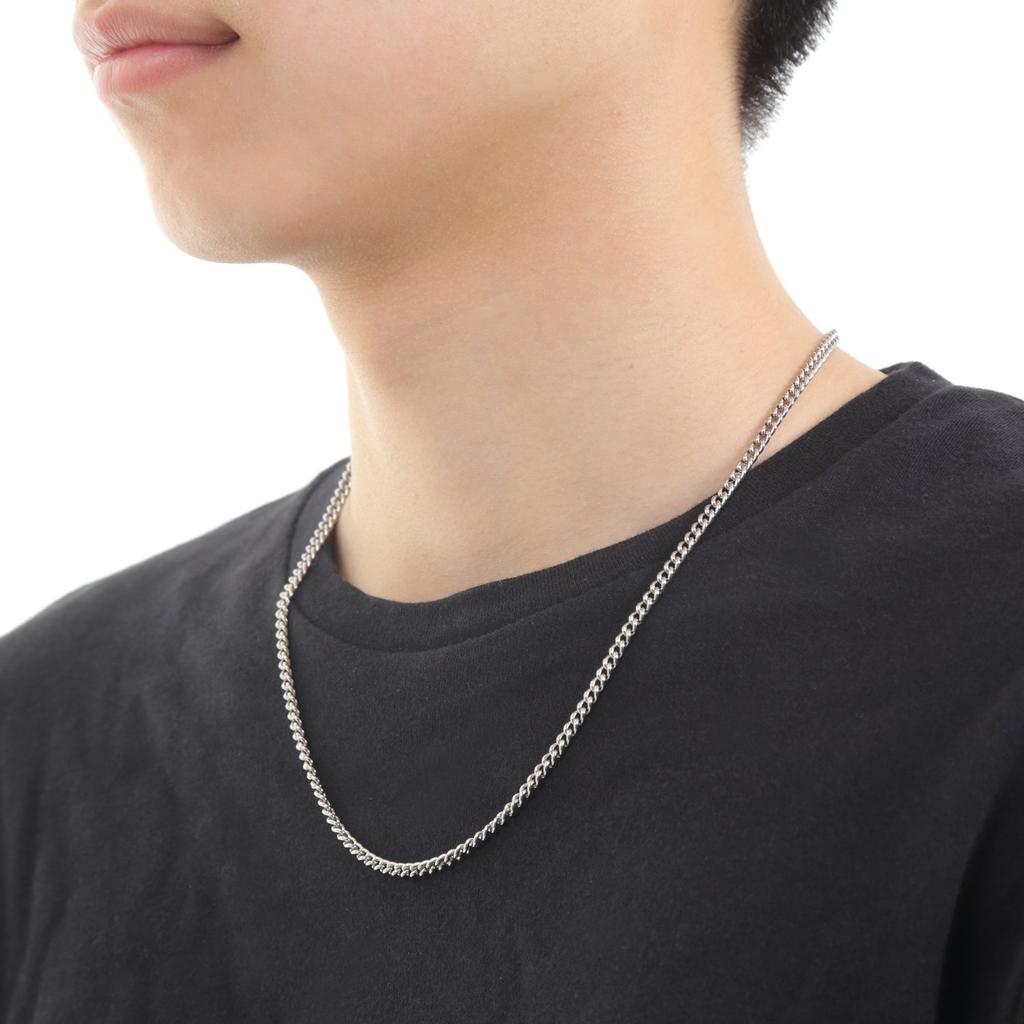 [Three B] Pure Titanium Necklace with Curb Chain, 3.4mm Wide (50cm)