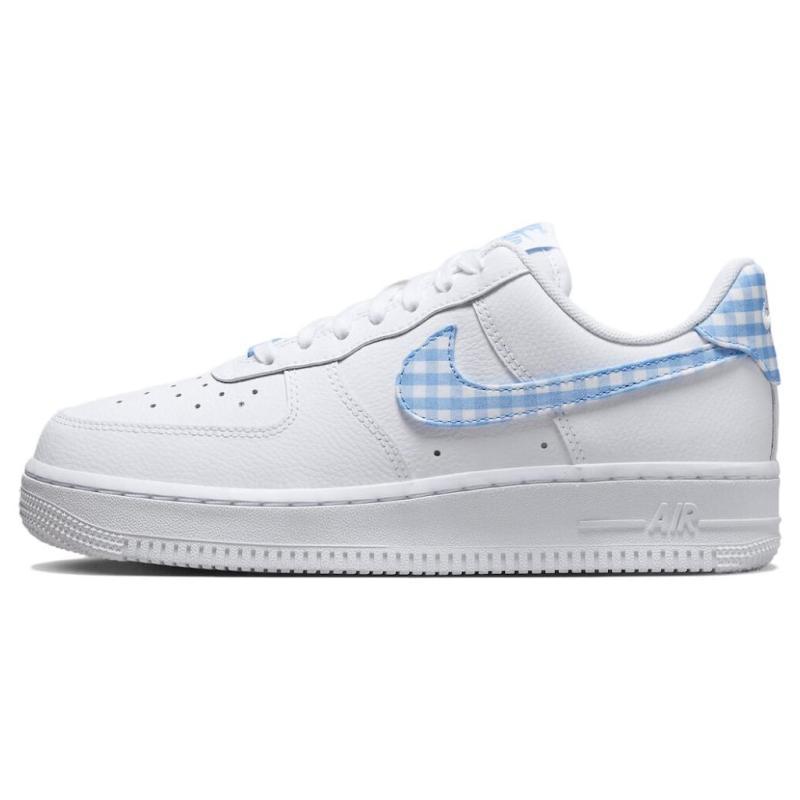 Nike Air Force 1 Low '07 Essential White University Blue Gingham Women's Sneakers DZ2784-100