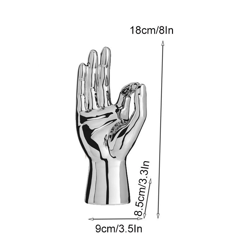 Resin Hand Finger Gesture Figurine Sculpture Decor Abstract Hand Love Gesture Statue Figurines Wedding Home Desktop Decor