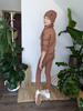 Girls' Ribbed Cotton Leggings, Walnut, Size 128/134