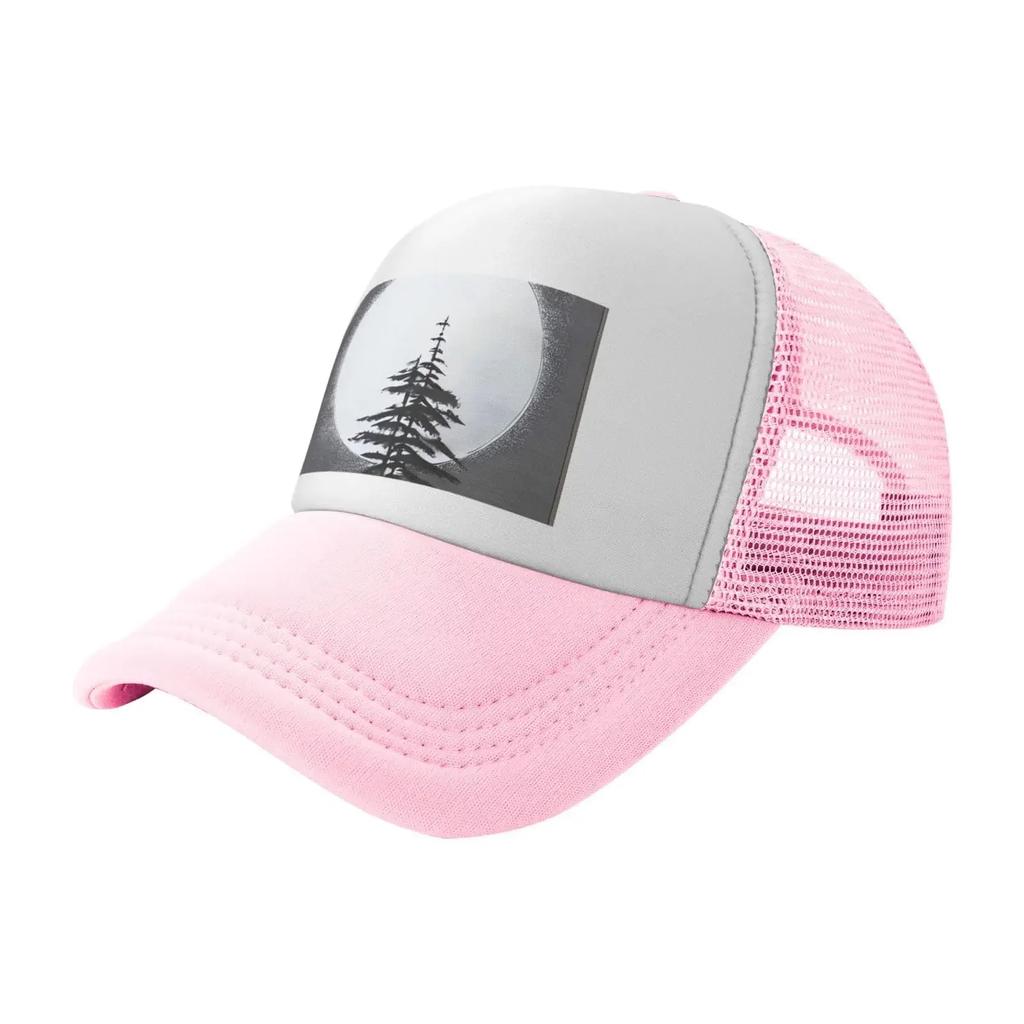 Neue Trucker-Kappen Mond Kieferbaum Druck Netz Baseballkappe Damen mit verstellbarem Snapback-Verschluss