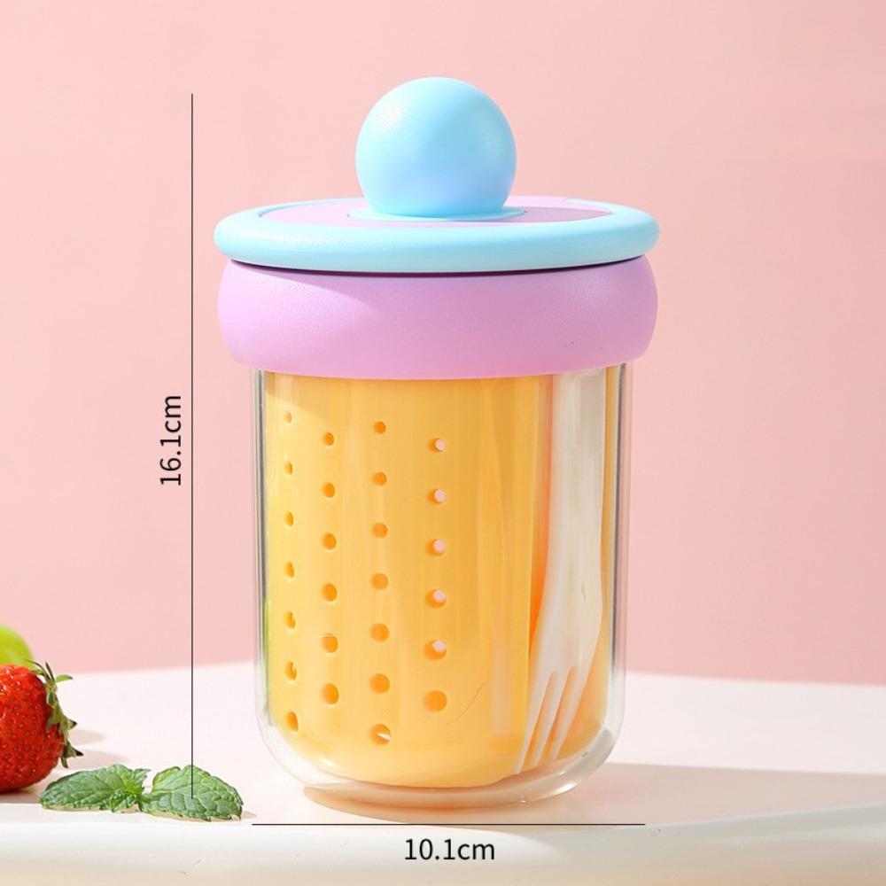 

Цилиндрический стакан для фруктов Двухслойный Дренажный Стаканы для завтрака Портативный стакан для салата Для хранения фруктов фиолетовый