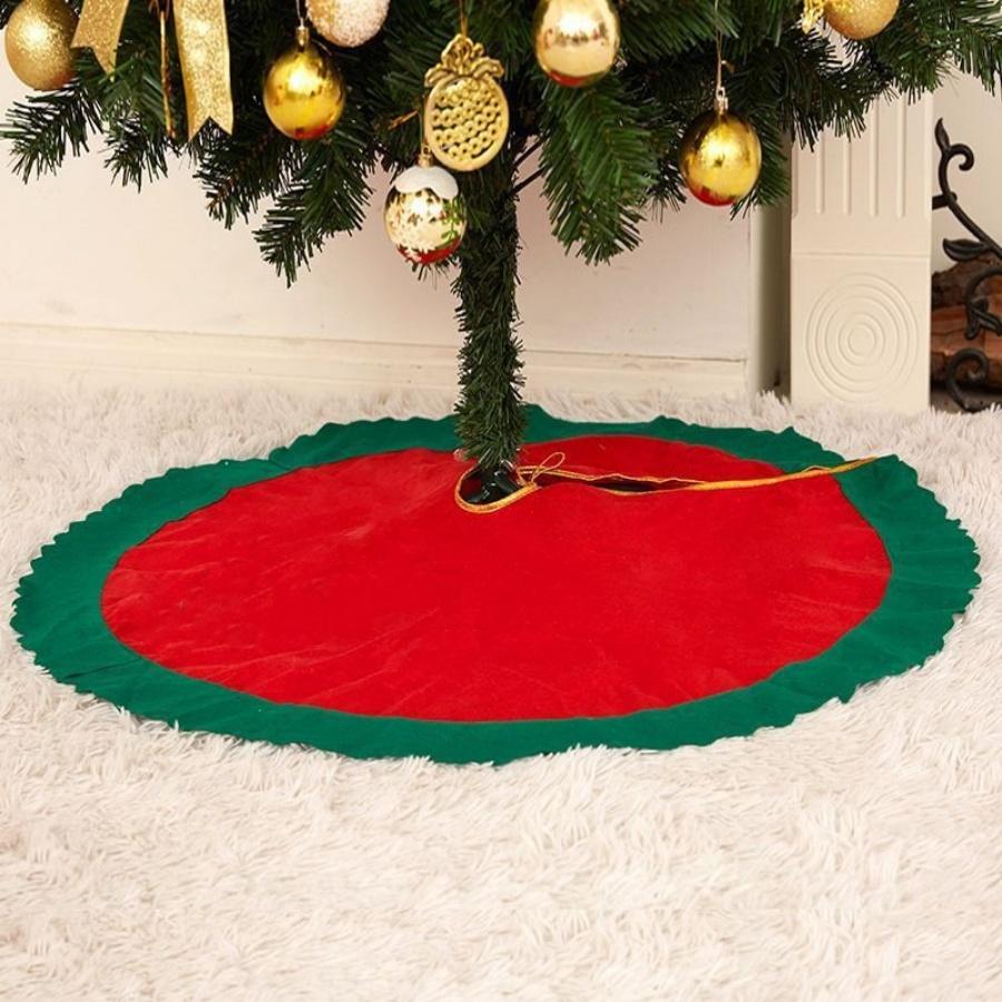 1 Christmas Tree Skirt Christmas Tree Bottom Apron Green Edge Floor Mat Christmas Party Decoration