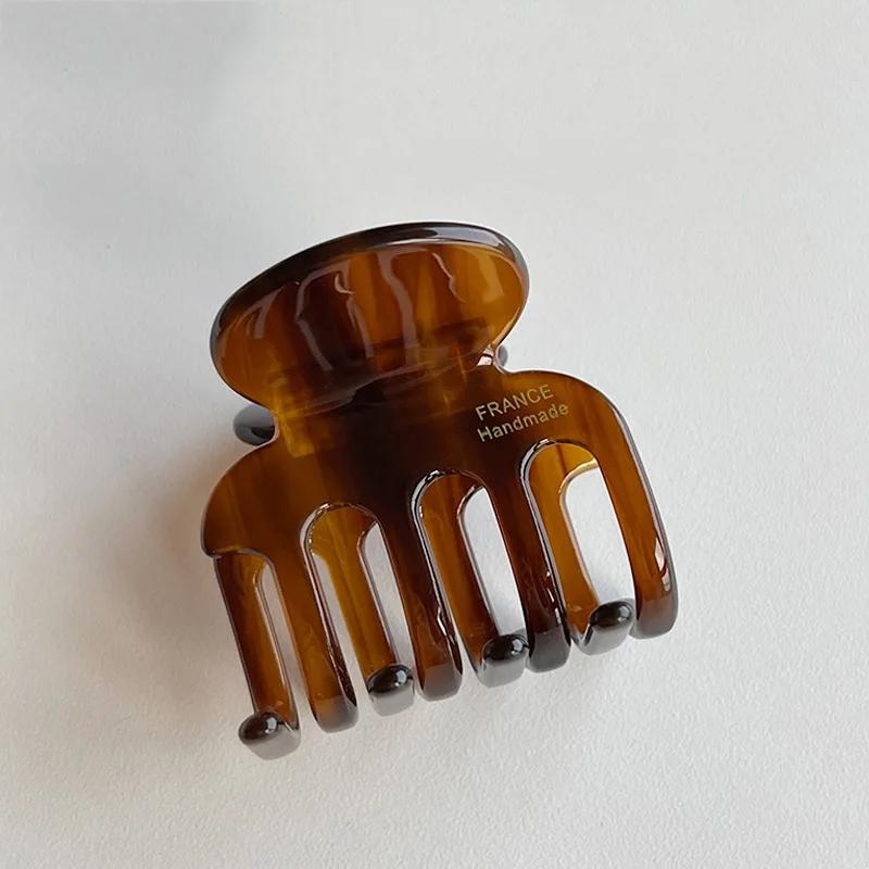 Vintage Hollowed Out Acetate Grab Clip Elegant Korean Crab Ponytail Braid Grab Clip Accessories for Girls Headwear New Year Gift