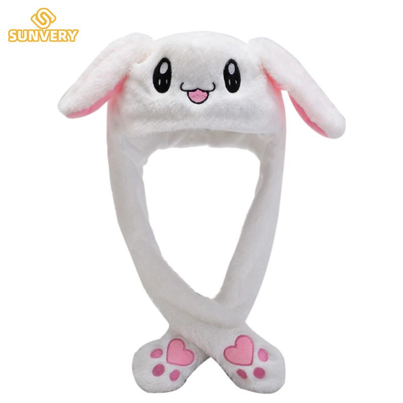 Non-Toxic Jumping Rabbit Hat Plush Ear Funny Glowing Ear Moving Bunny Hat Cosplay Halloween Christmas Party Hat 5-18 Years And Adult