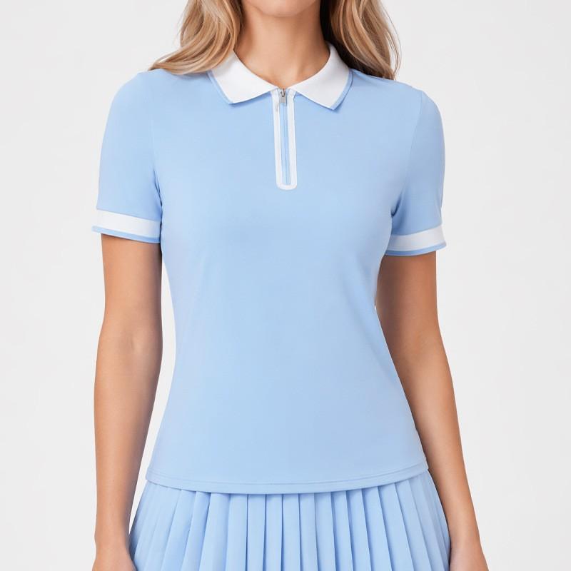 Womens Breathable Fitness Tee Slimming Loose Short Sleeve Polo Top Gym Running Tennis Golf