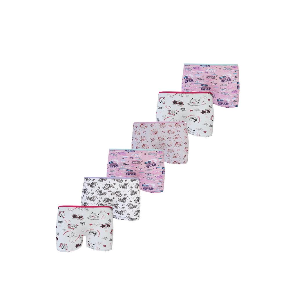 Tutku-Unterwäsche, 6 Stück, gemusterte Lycra-Baumwoll-Boxerhöschen für Mädchen