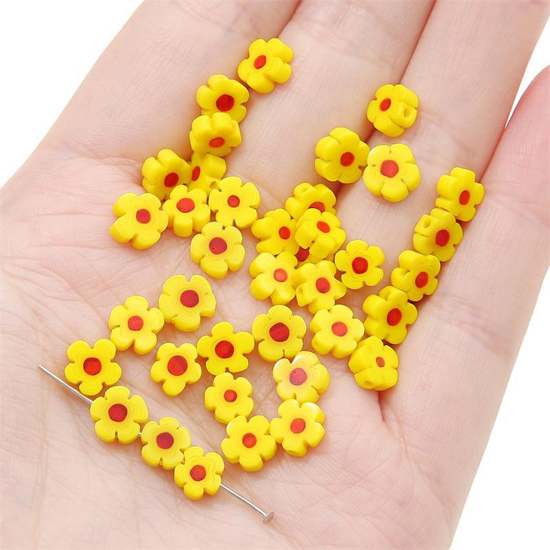 10 Stück 6mm Handgemachte Lampwork Glasanhänger Blumenperlen für DIY Halskette Armband Ohrring Schmuck Basteln