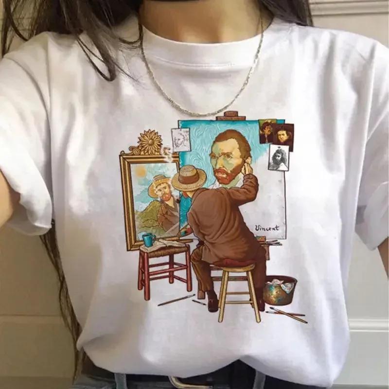 Artistic Van Gogh Paintings Graphic T Shirt With Classic Art Quotes Creative Designs Stylish Casual Short Sleeve Tee For Daily