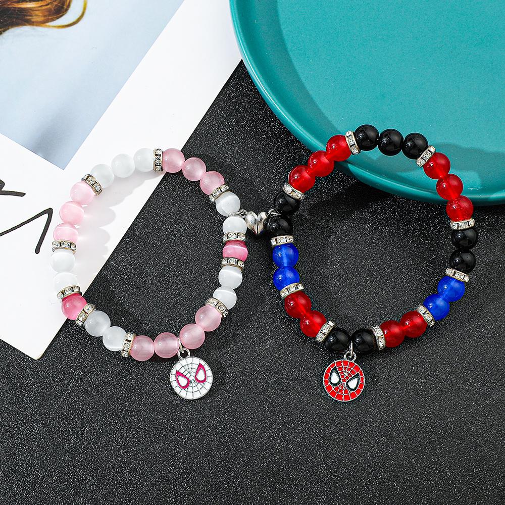 Braccialetti dell'amicizia di Spiderman, Migliore amico Bff, Halloween, Natale, Cordino coordinato, Catena con perline, Braccialetti per coppie, Nuovo,