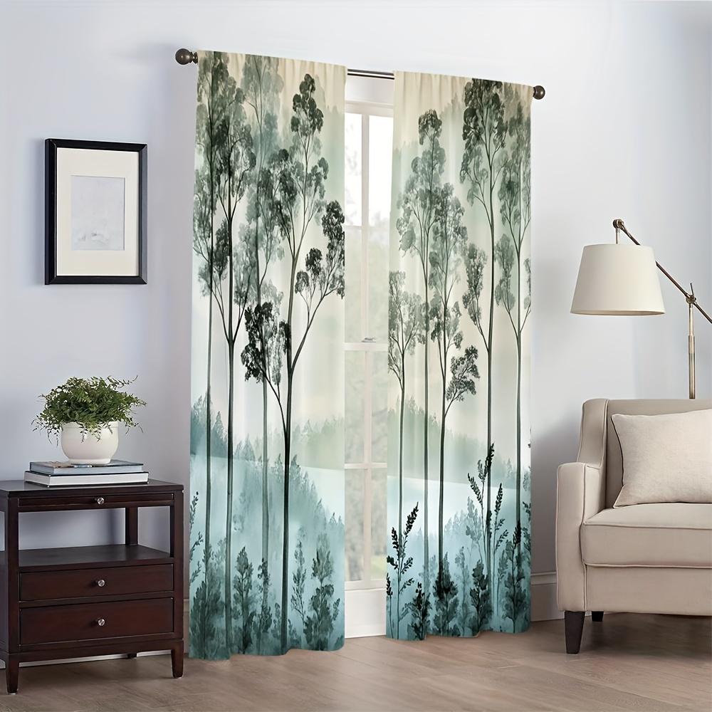 2 Pieces Fantasy Forest Scenery Print Curtains - Polyester Fabric   Machine Washable   Suitable for Bedroom   Kitchen   Living Room