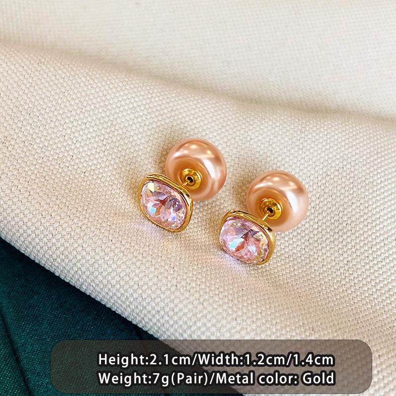 

Elegant design Pink Color Pearl Bead Hanging Stud Earrings 2026 Christmas Trendy Jewelry For Womens Fashion Ear Accessories