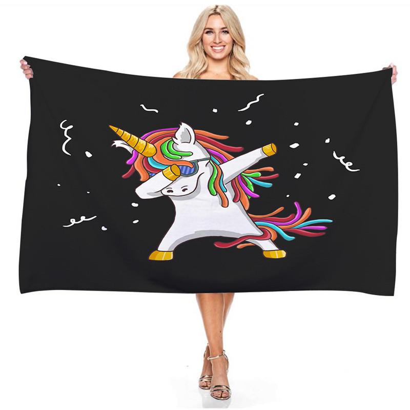 Cartoon Rainbow Color Unicorn Series Beach Towel 3D Digital Printing Outdoor Portable Bath Towel Quick-drying Cute Girls Towels