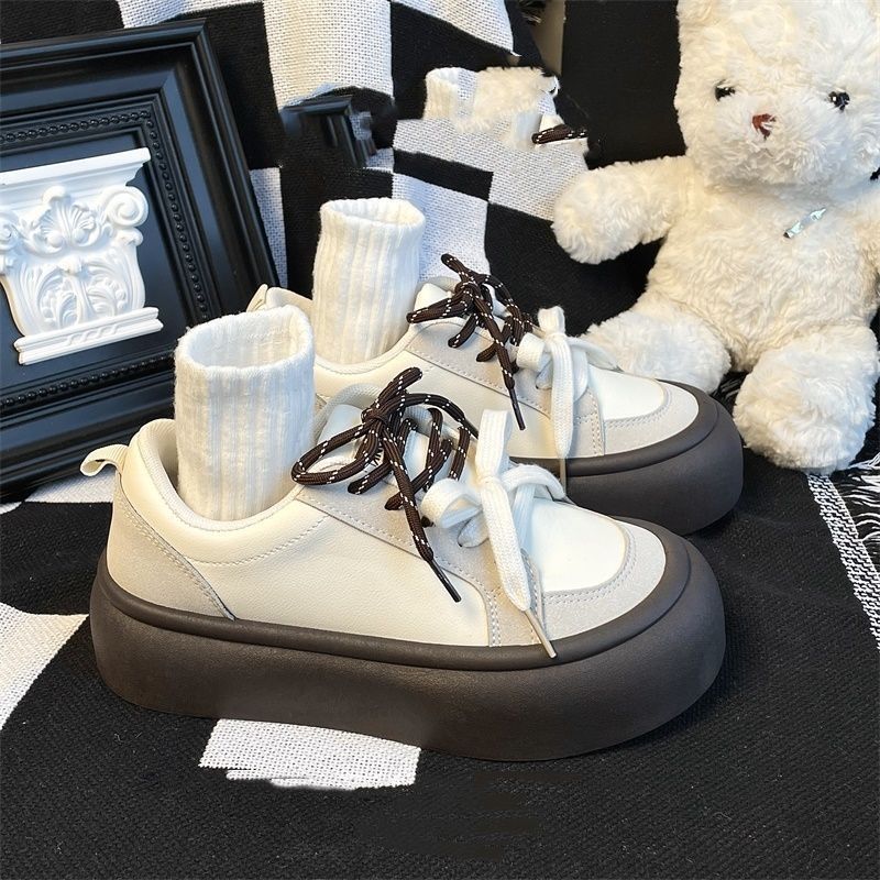 Woman Footwear Spring Autumn Round Toe Lace Up Shoes for Women High On Platform Designer Design Youthful Trend 2025 To Wear XL