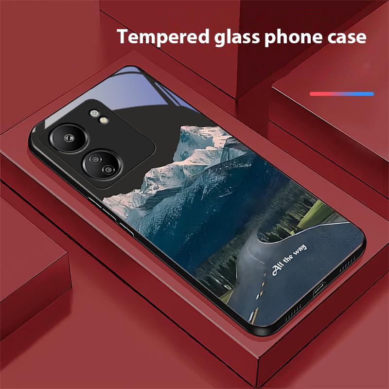 Dark Forest White For Xiaomi Redmi 13C Note13 12 Pro Plus 5G Note 9 13T Pro POCO X6 F5 F6 Black Tempered Glass Phone Case