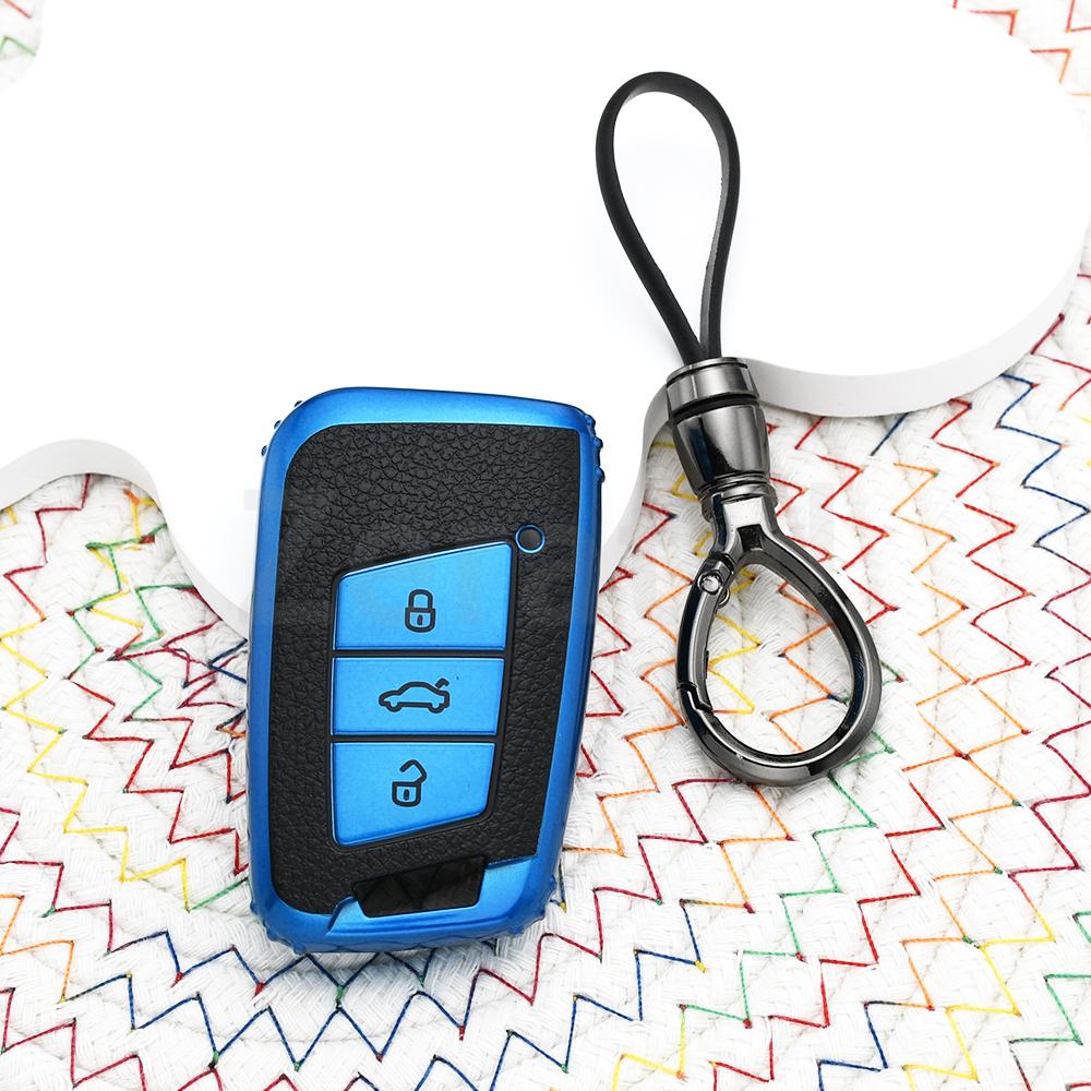 Leather Tpu Car Key Case Full Cover Auto Shell Fob For Volkswagen Vw Tiguan Mk2 Magotan Passat B8 Cc For Skoda Superb A7