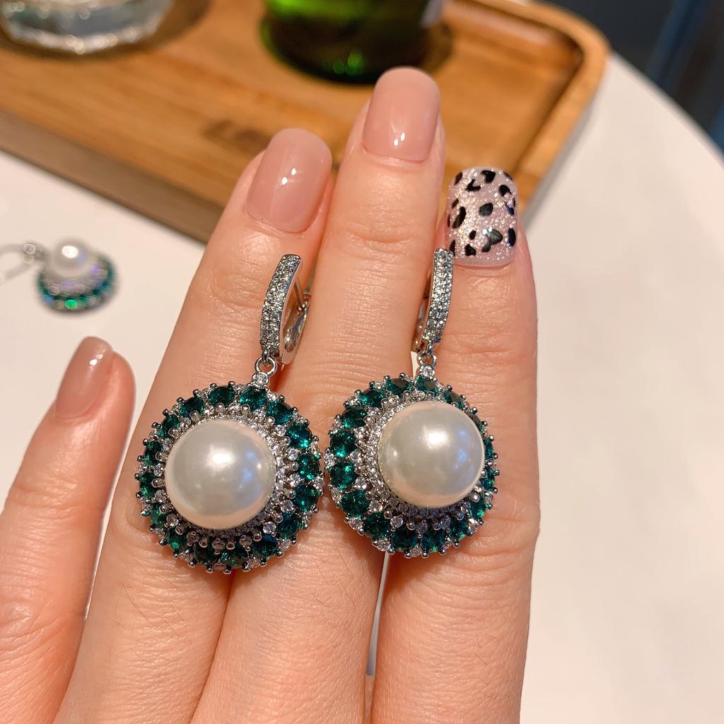 Live Streaming New Emerald Australian Pearl Earrings Rings Necklaces Fairy Style Women's Fashion