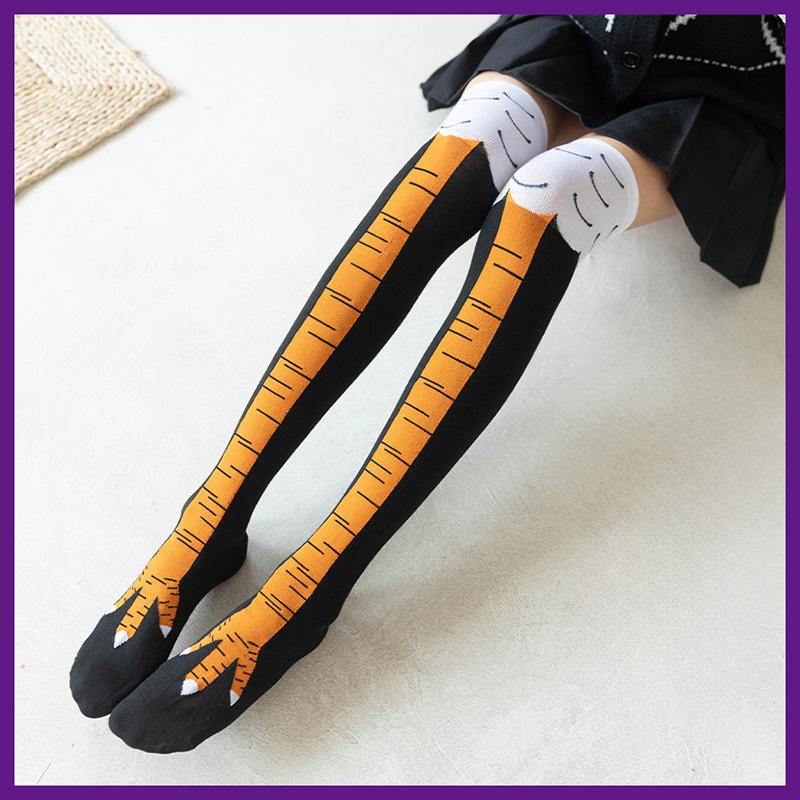 Men Women Funny 3D Chicken Socks Print Cartoon Cosplay High Flexibility Thigh High Sock Cotton Fashion Thin Toe Feet