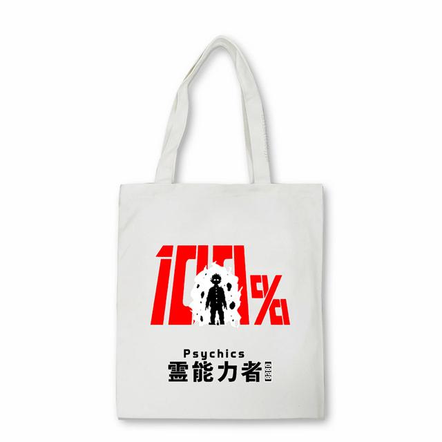 Mob Psycho 100 anime shopper bag Reusable Student Bookbag Fashion canvas bag Large Capacity Handbags Shigeo Kageyama Bags