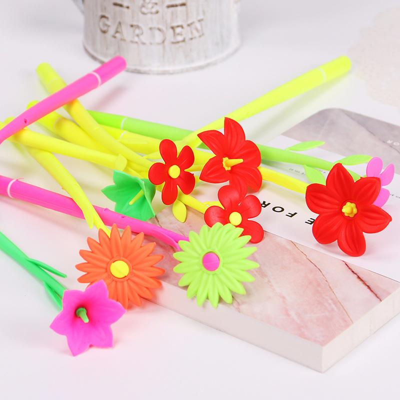 2PCS Cute Plant Flowers Soft Silicone Gel Pen for Writing Office School Supplies Signing Pen