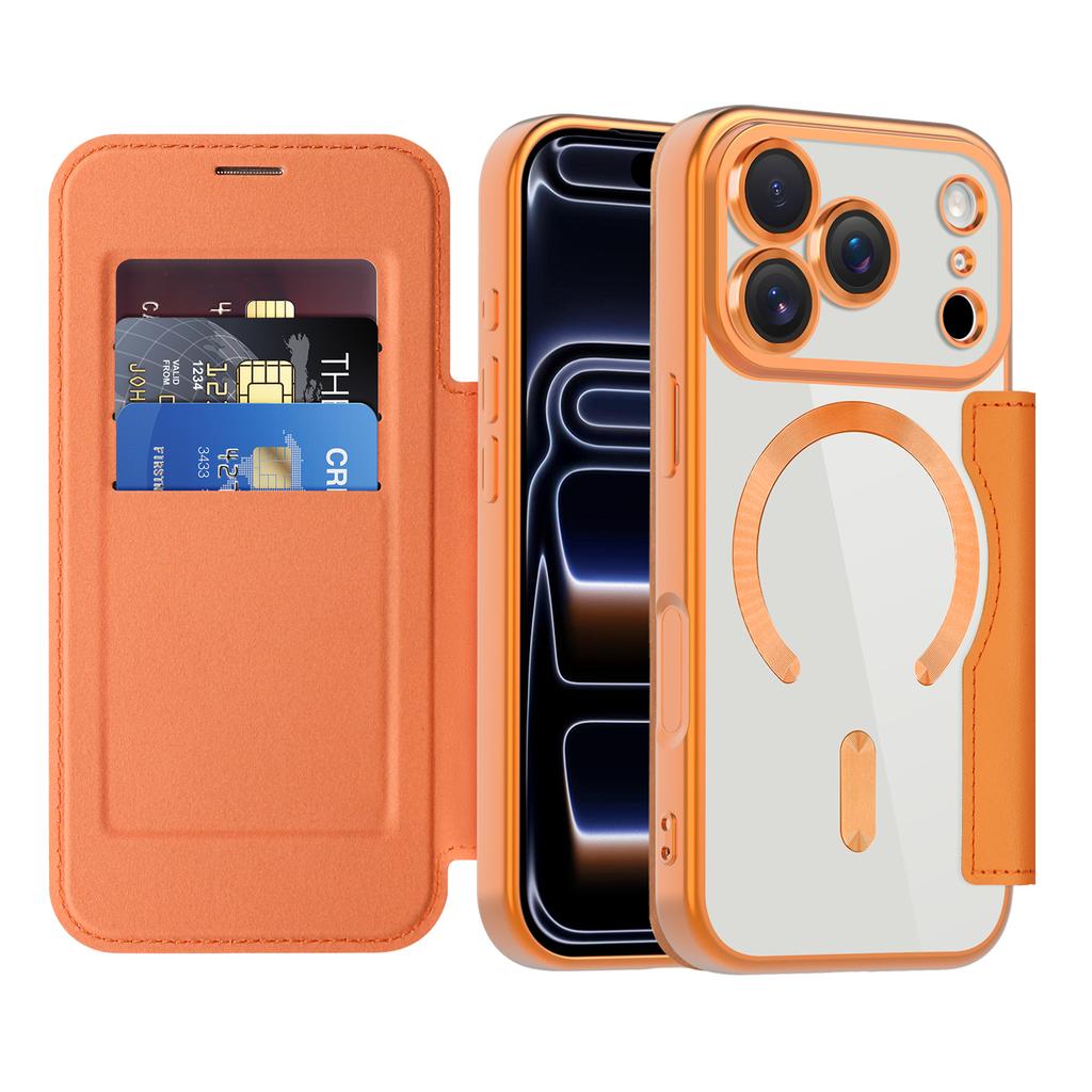 For iPhone 17 Pro Case Compatible with MagSafe RFID Blocking Leather Phone Cover