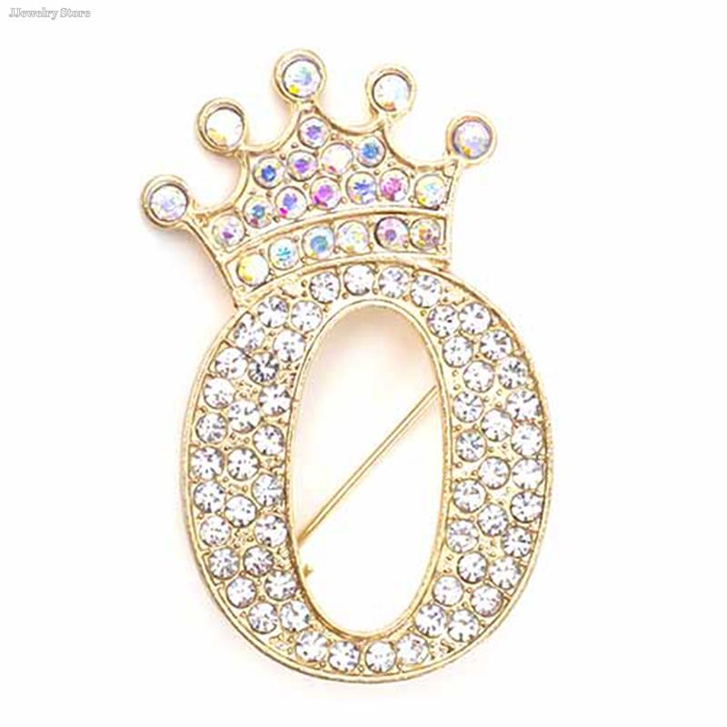 Nouvelle Broche 26 Lettres A-Z Strass Cristal Couleur Or Alphabet Anglais Épingles en Métal Accessoires de Bijouterie Mignons Cadeau de Noël