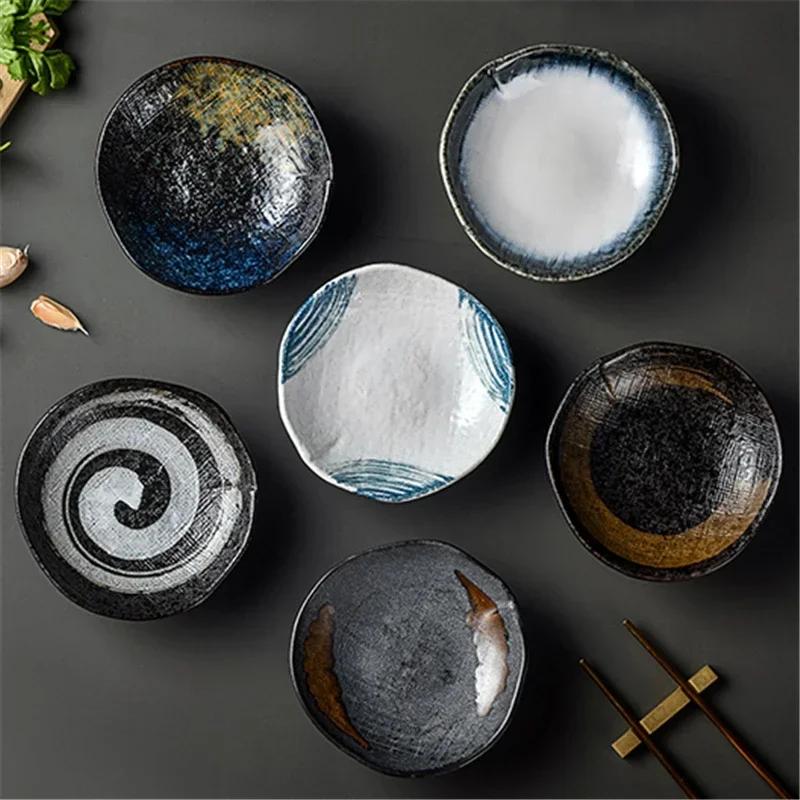 Creative Japanese ceramic plate with high feet saucer saucer snack tea dessert plates snack plate fruit plate bowls ramekin