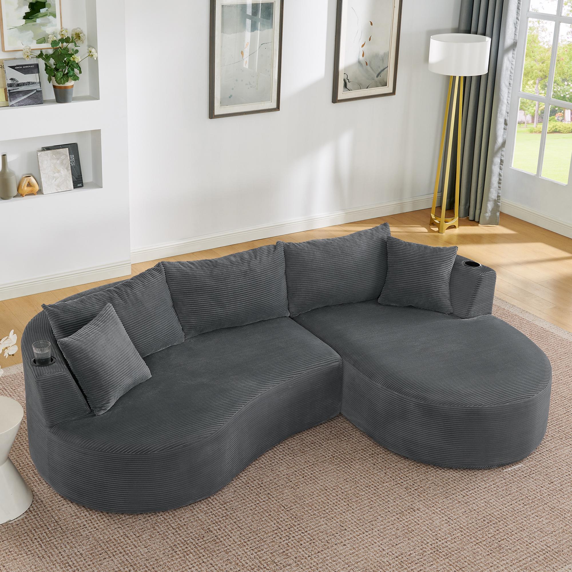 3-seater compression sofa, right chaise longue+2-seater