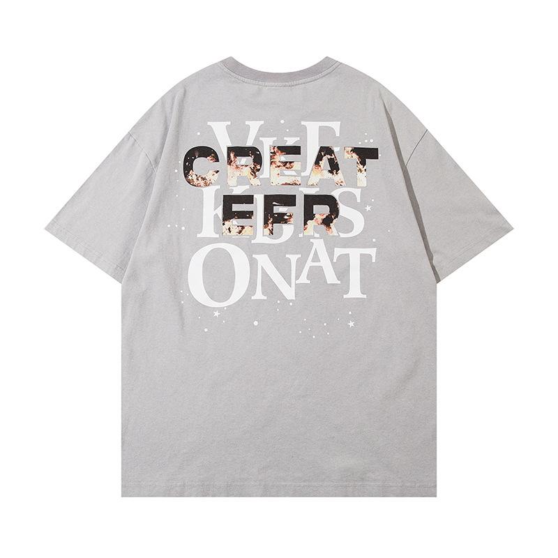 Europejski i Amerykański T-shirt z krótkim rękawem z nadrukiem postaci hip-hopowych dla mężczyzn, letni, luźny, casualowy top z rękawem do połowy, modny t-shirt na Instagram