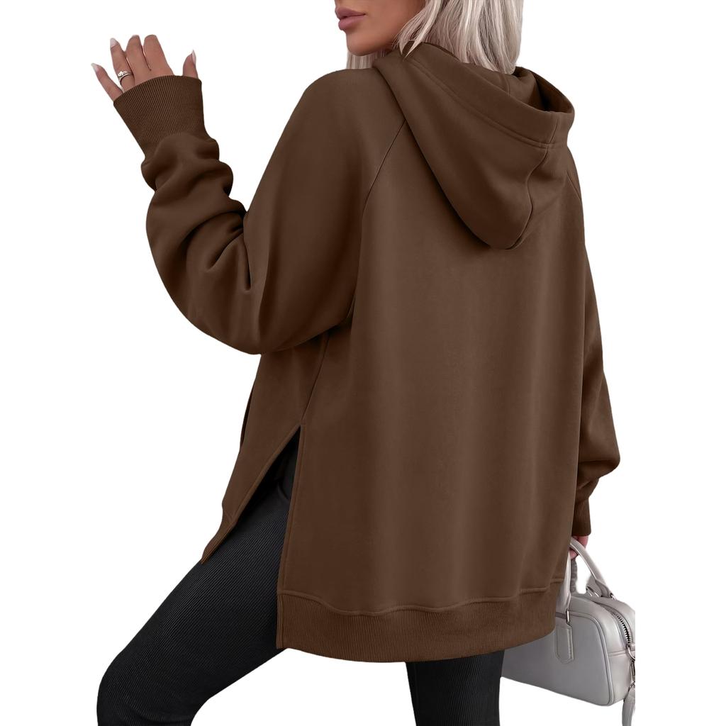 Women's Casual Hooded Top with Side Slits for Everyday Fashion Wear