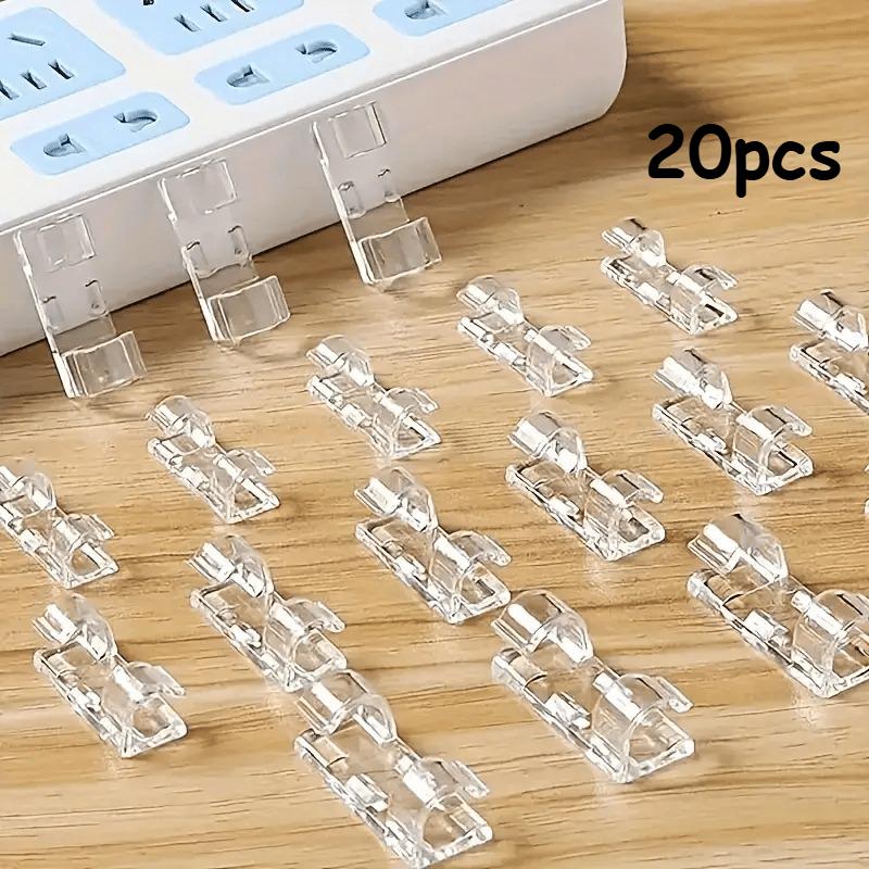 

20 шт. Прозрачные клейкие клипсы для кабелей, Прочные настенные и подстольные органайзеры, Держатели для шнуров для удлинителей, Проводка, Белые стены