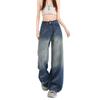 Retro blue hot diamond wide-leg jeans women's new spring and summer personality gradual change color high waist loose and thin pants