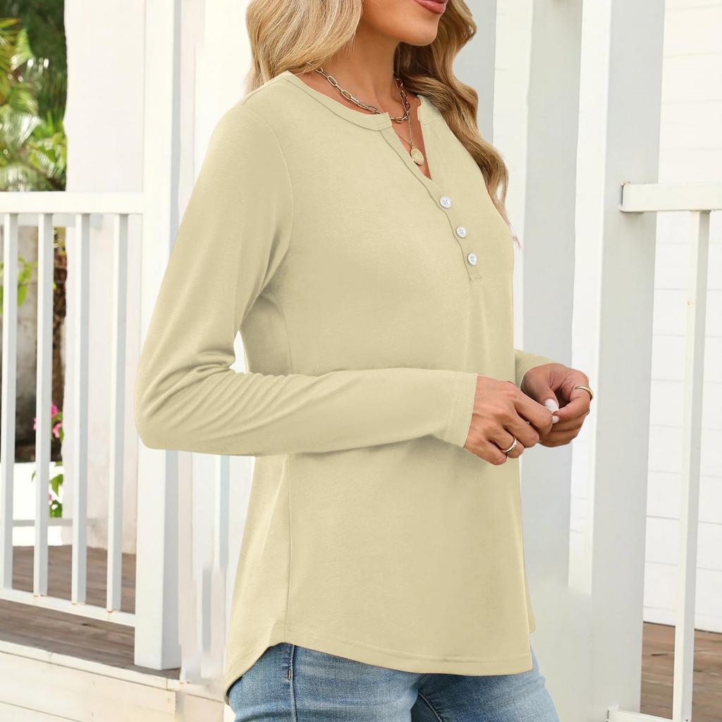 Women's Casual And Fashionable T,shirt, Color, Round Neck, Long Sleeves.
