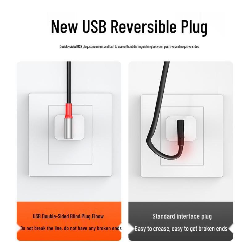 Câble USB Rétractable à Ressort Double Coude 6A Charge Rapide pour Téléphones & Voitures