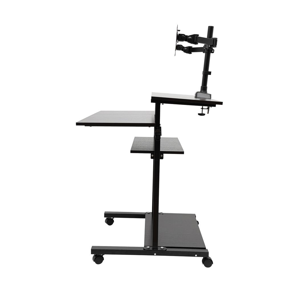 4-tier Stand Up Desk, Wide Mobile Stand Up Desk, Height Adjustable Rolling Workstation Rectangular for Office, Living Room